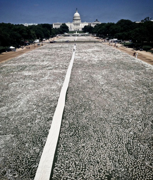The One Million Bones installation on the National Mall in Washington DC, USA.