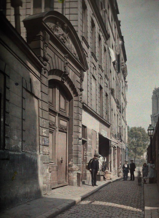 ca. January 1923, Paris, France --- The street of Saint Julian the Poor in Old Paris --- Image by © Gervais Courtellemont/National Geographic Creative/Corbis